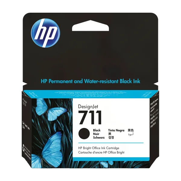 Cartucho de tinta original HP 711 negro de 38 ml para plotter HP DesignJet T120, T130, T520 y T530