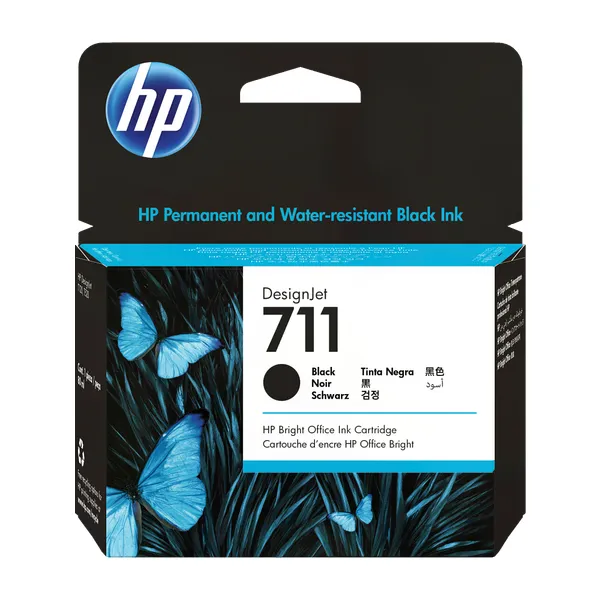 Cartucho de tinta original HP 711 negro de 80 ml para plotter HP DesignJet T120, T130, T520 y T530
