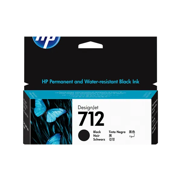 Cartucho de tinta original HP 712 negro de 38 ml para plotter HP DesignJet T210, T250, T650 y Studio