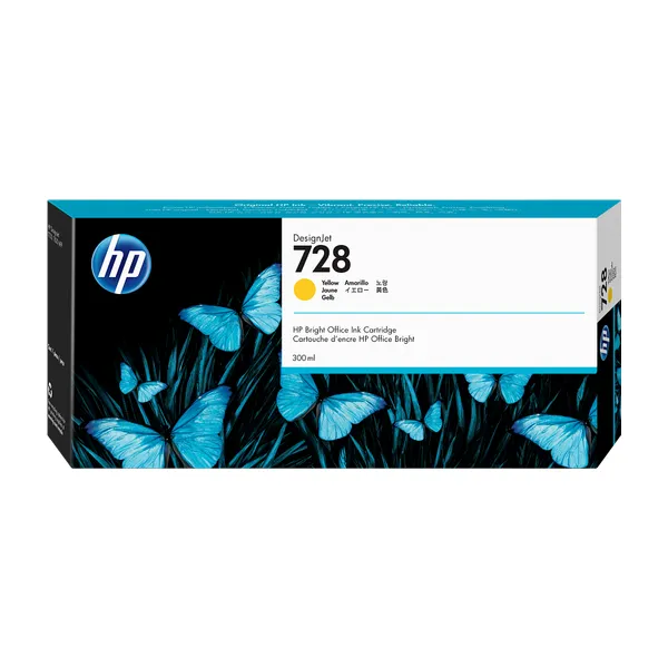 Cartucho de tinta original HP 728 amarillo de 300 ml para plotter HP DesignJet T730 y T830 MFP