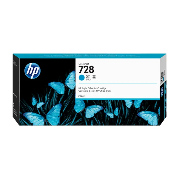 Cartucho de tinta original HP 728 cian de 300 ml para plotter HP DesignJet T730 y T830 MFP