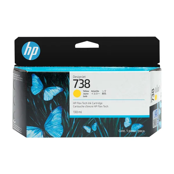Cartucho de tinta original HP 738 amarillo de 130 ml para plotter HP DesignJet T850, T850 MFP, T950 y T950 MFP