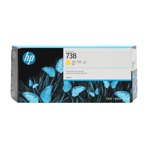 Cartucho de tinta original HP 738 amarillo de 300 ml para plotter HP DesignJet T850, T850 MFP, T950 y T950 MFP
