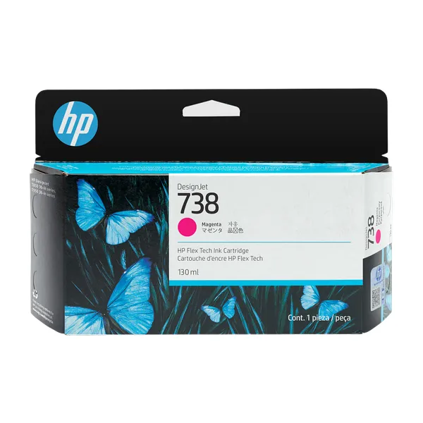 Cartucho de tinta original HP 738 magenta de 130 ml para plotter HP DesignJet T850, T850 MFP, T950 y T950 MFP